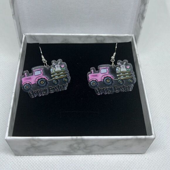 Easter Pink Tracker Bunny Earrings - Picture 1 of 1